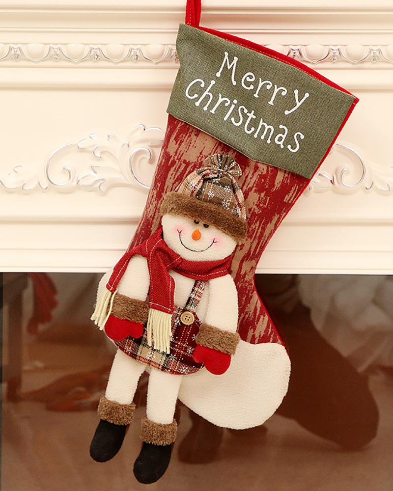 

Xmas Big Stockings Santa Snowman Elk Hanging Candy Bag Christmas Tree Ornament, Style2