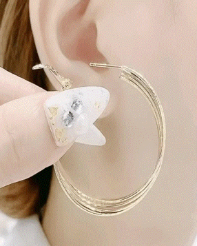 

1Pair Minimalist Geometric Hoop Earrings, Gold