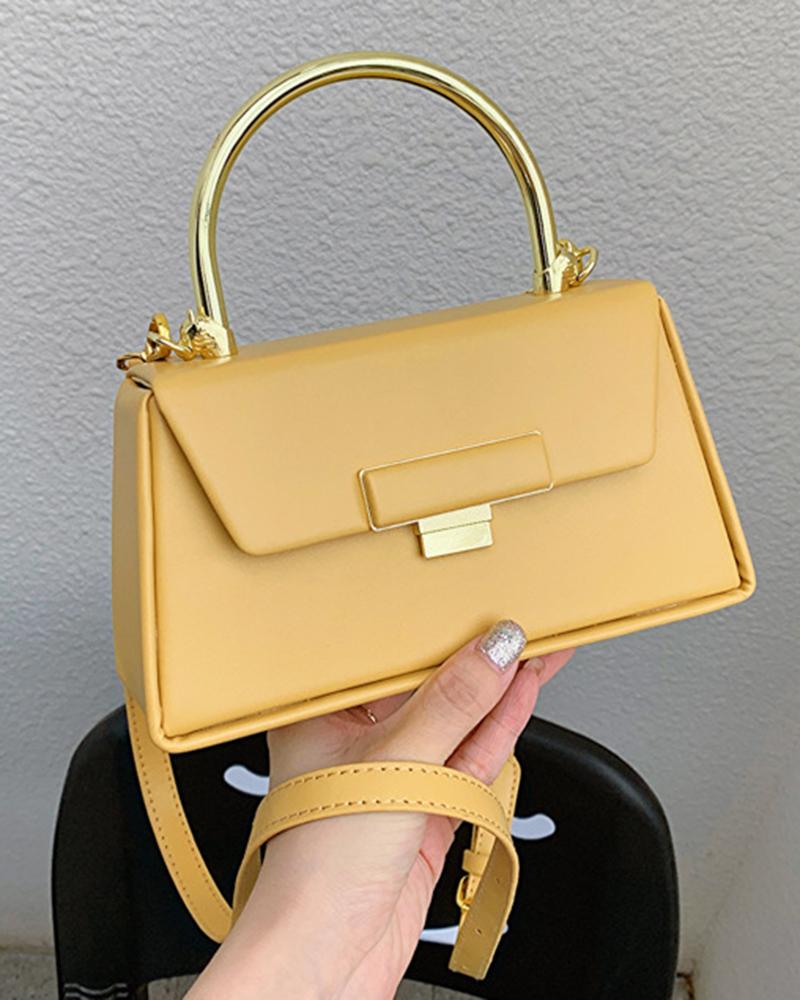

Round Top Handle Flap Crossbody Bag, Yellow