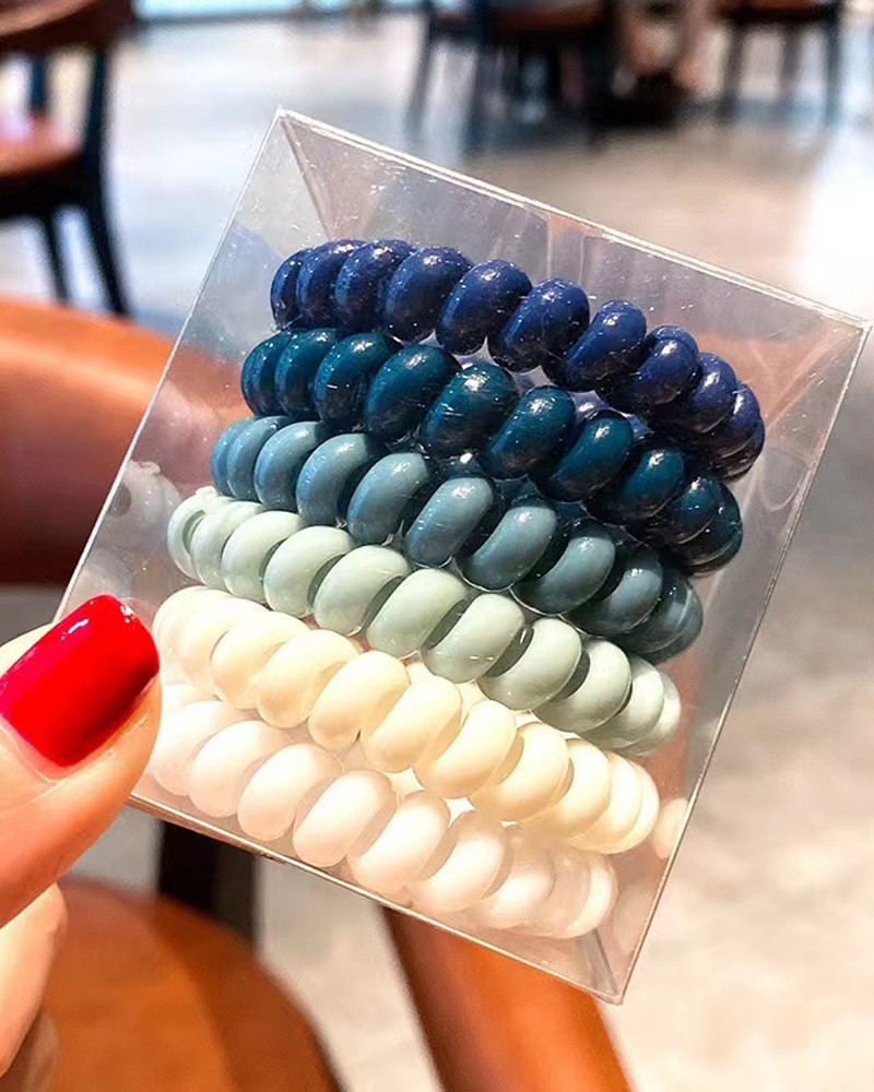 6PCS Mixed Color Spiral Phone Cord Hair Tie