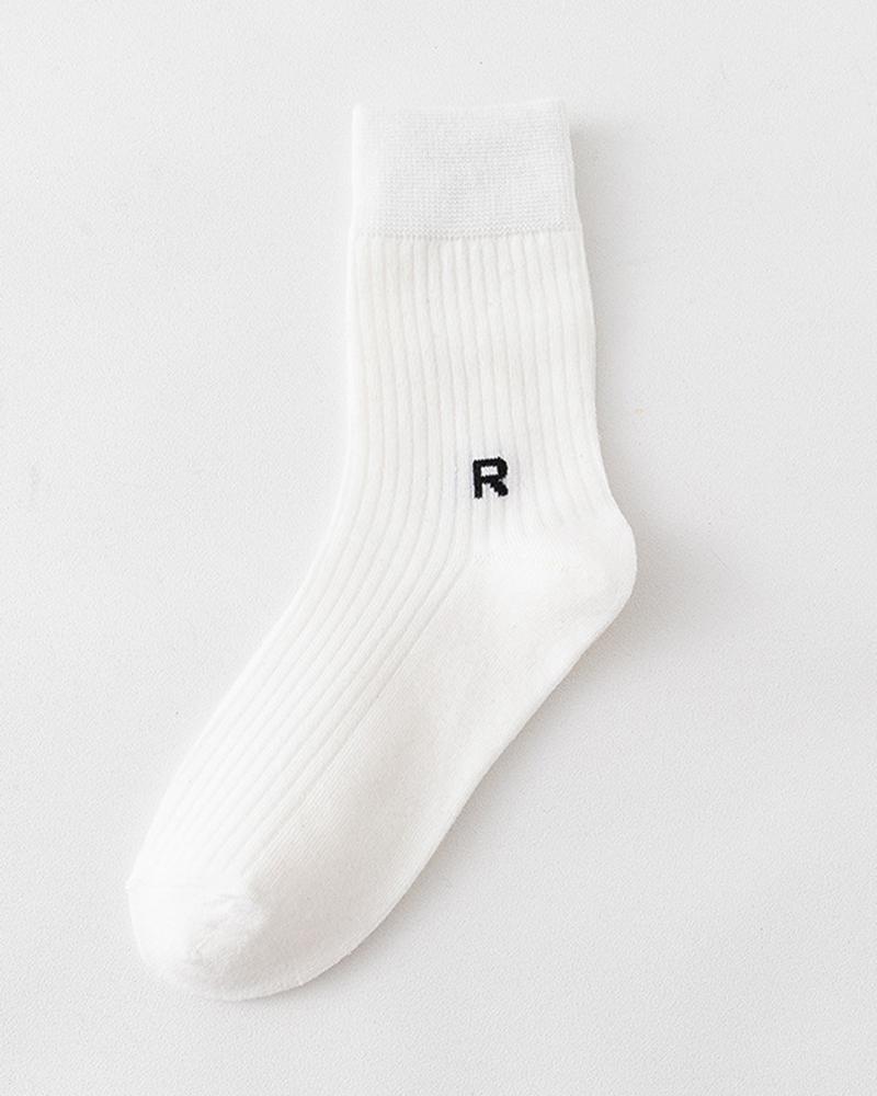 

1Pair Letter Pattern Warm Socks, White