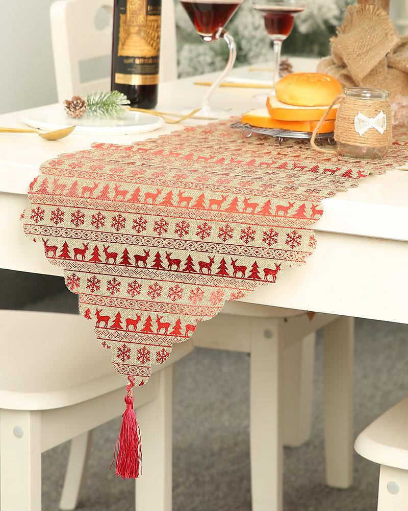 

1pc Christmas Table Runner Seasonal Winter Holiday Kitchen Dining Table Decoration Indoor Outdoor Home Party Supplies, Style4