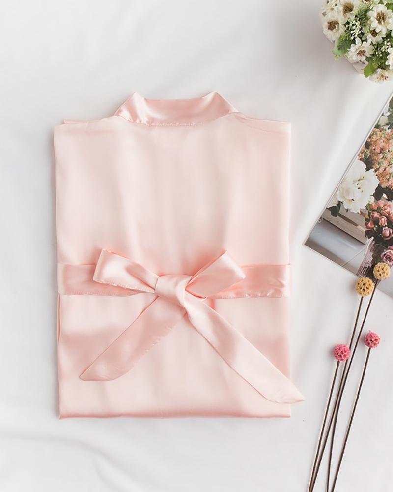 

Plain Satin Wedding Bridesmaid Bride Robe, Light pink