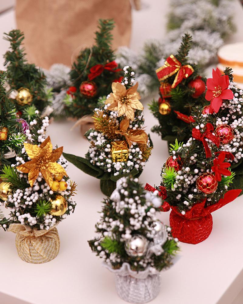 

1pc Mini Christmas Tree Tabletop Christmas Tree With Christmas Ball Ornament Table Decoration, Style1