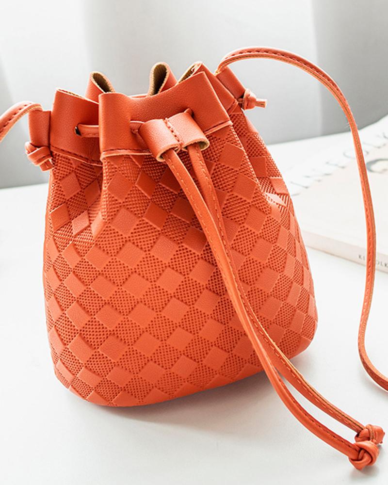 

Faux Braided Drawstring Bucket Bag, Orange