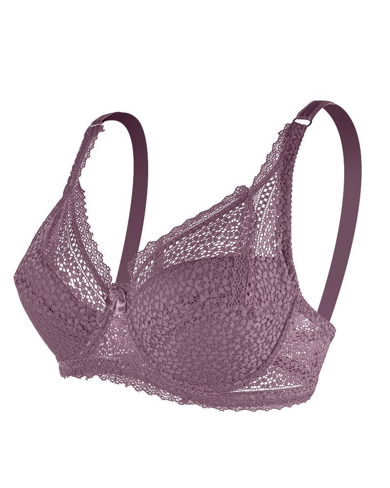 

Bow Decor Lace Push Up Bralette, Purple
