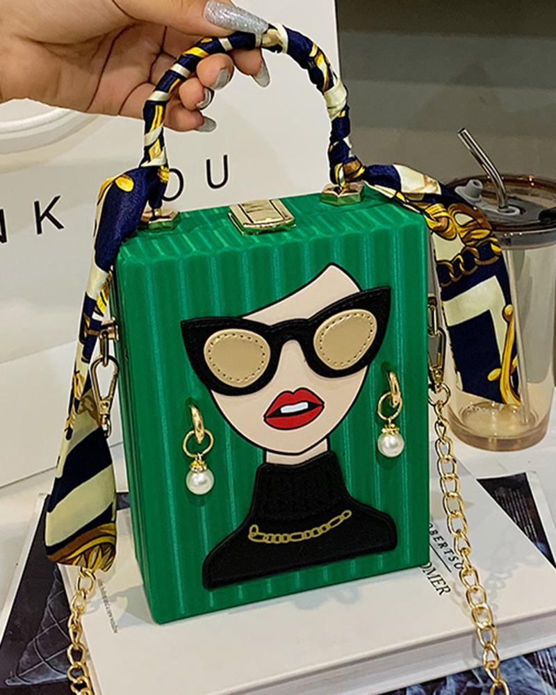 

Vintage Figure Pearls Decor Evening Phone Bag, Green