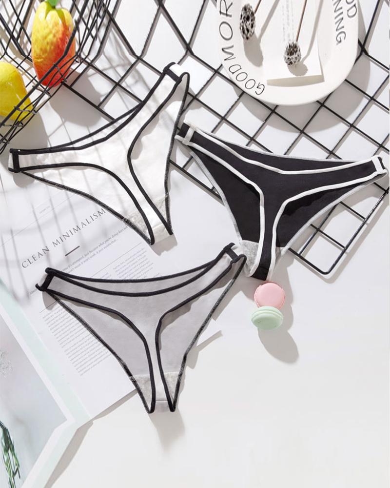 

3PCS/Set Contrast Binding Skinny Seamless Panty, Multicolor