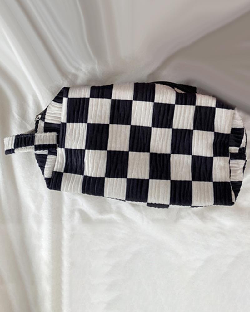 

Plaid Zipper Change Purse Toiletry Bag Accessories Organizer Storage Handbag Girls Pencil Case, Style4