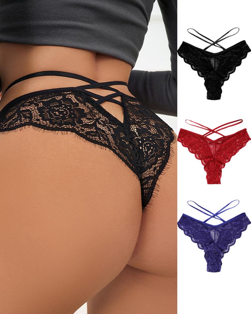 Crisscross Crochet Eyelash Lace Panty