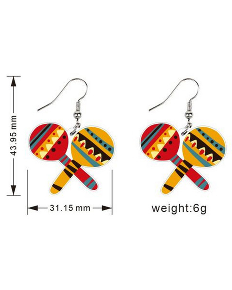 

1Pair Cinco De Mayo Mexico Cartoon Horse Hat Skull Wine Bottle Cactus Jalapeno Earrings, Style8