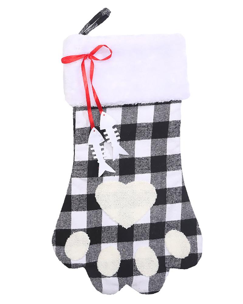 

Black And White Socks With Christmas Paws Pendant For Christmas Tree Ornament