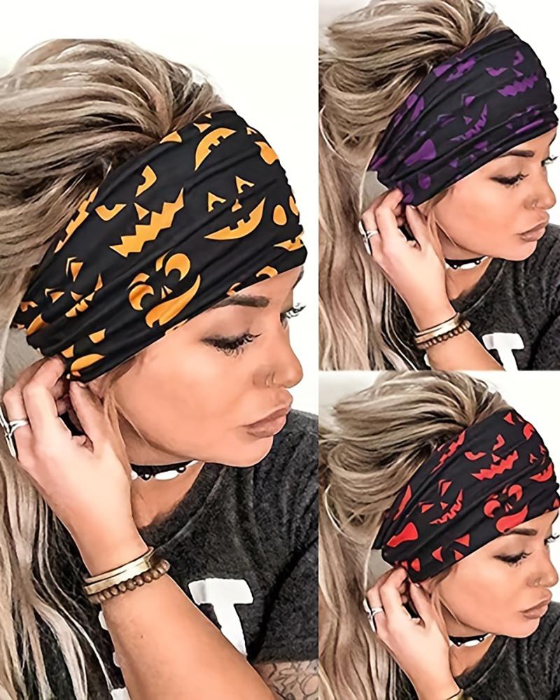 

Halloween Scary Face Wide Elastic Sports Yoga Headband, Yellow