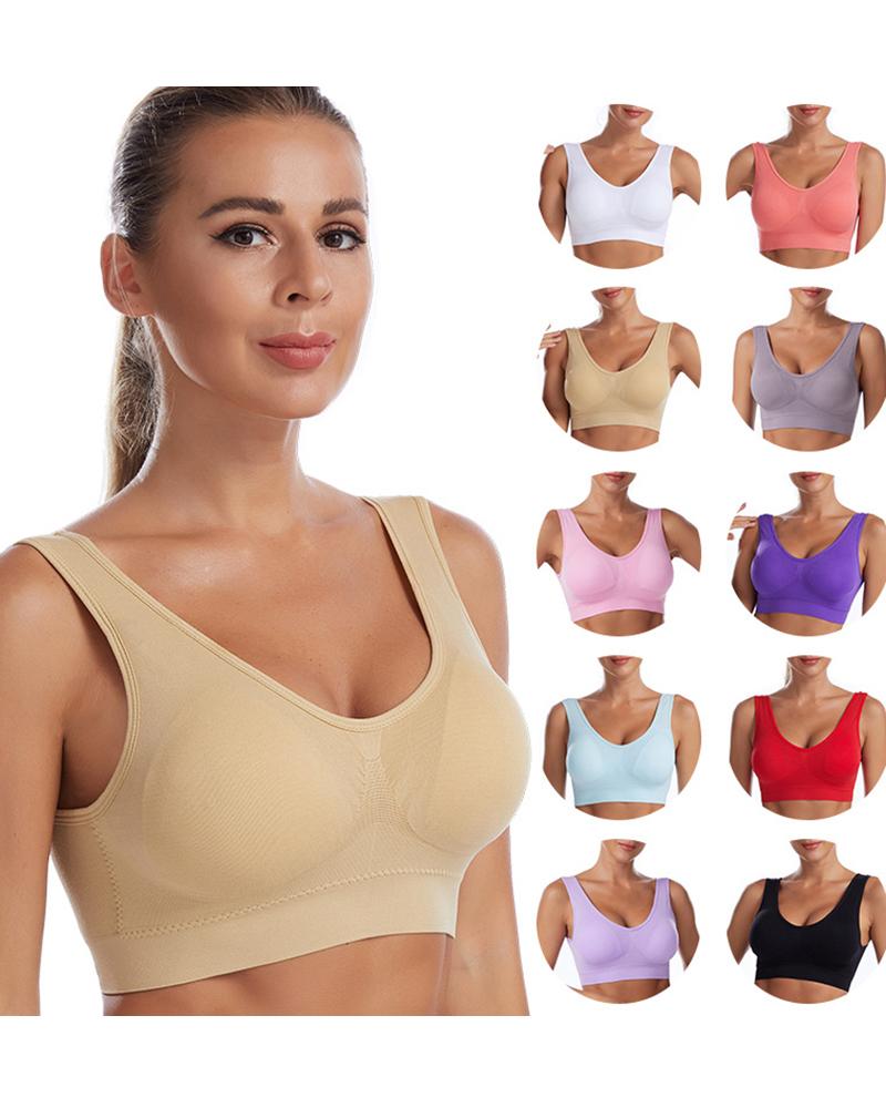 

Seamless Low Impact Wireless Lift Workout Sports Yoga Bra, Beige