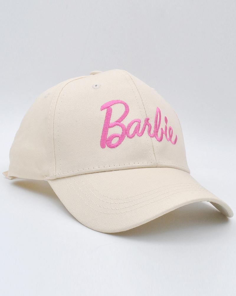 

Sweet Barbie Letter Embroidery Adjustable Strap Baseball Cap, Beige