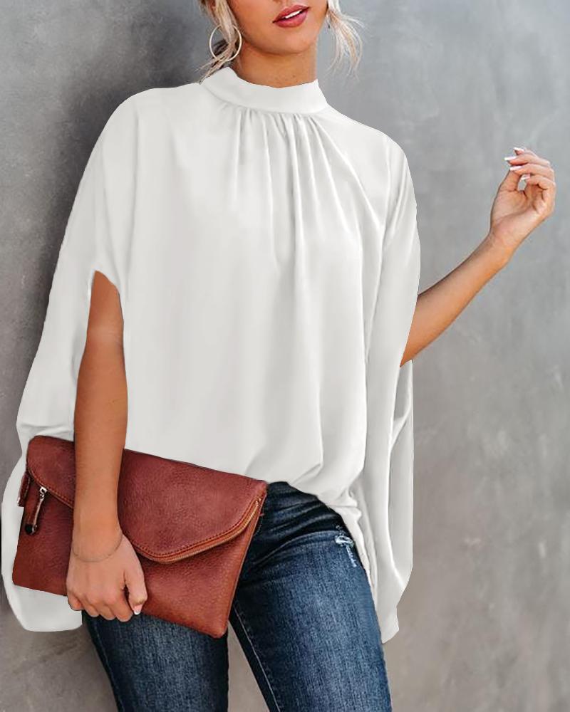 

Batwing Sleeve Cape Design Top, White
