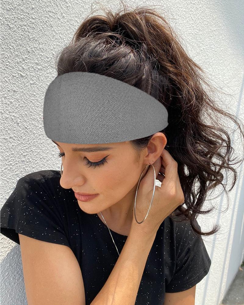 

Solid Yoga Running Elastic Headwraps Hair Band, Gray