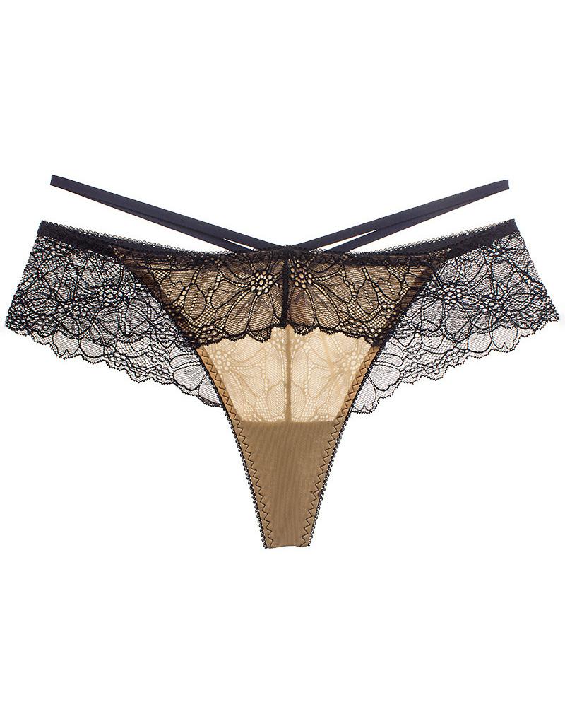 

Crochet Lace Low Waist Cutout Panty, Khaki