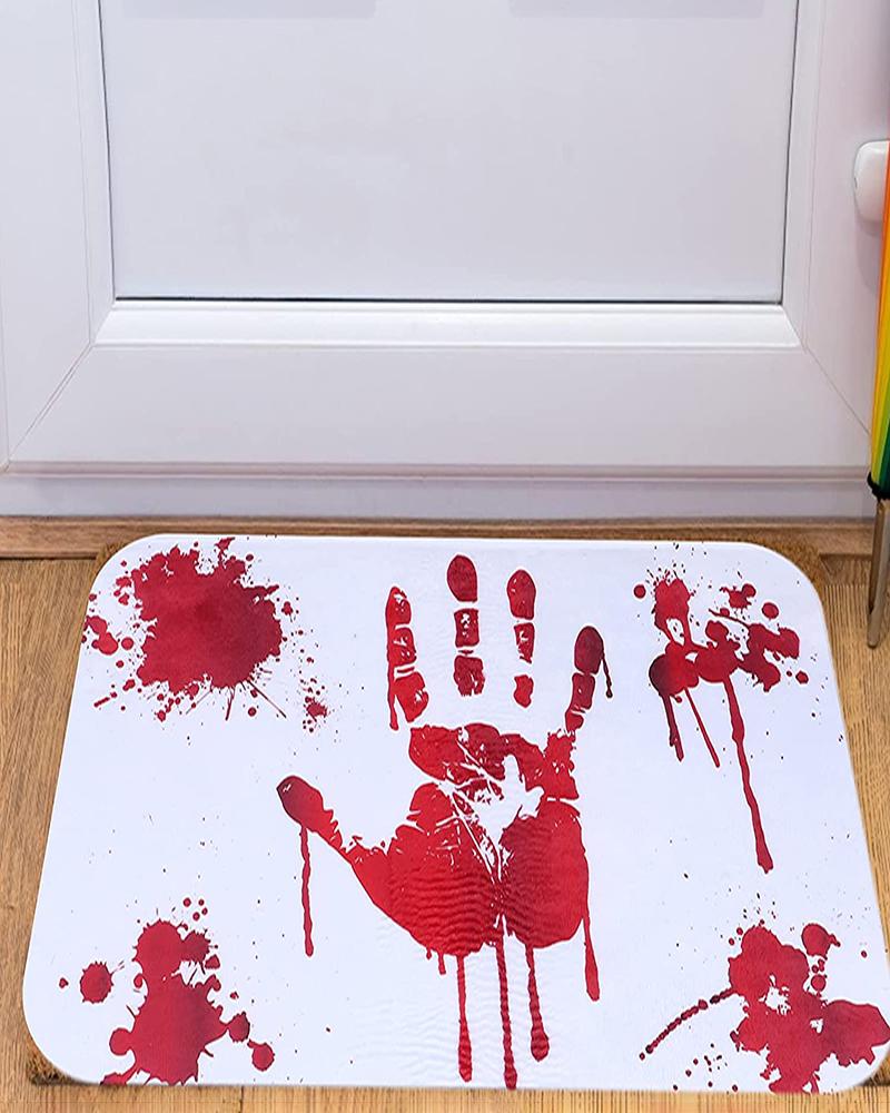 

Halloween Door Mat Blood Mats Red Footprints Mats Scary Halloween Decoration Bloody Halloween Doormat Non-Slip Floor Rug, Style2