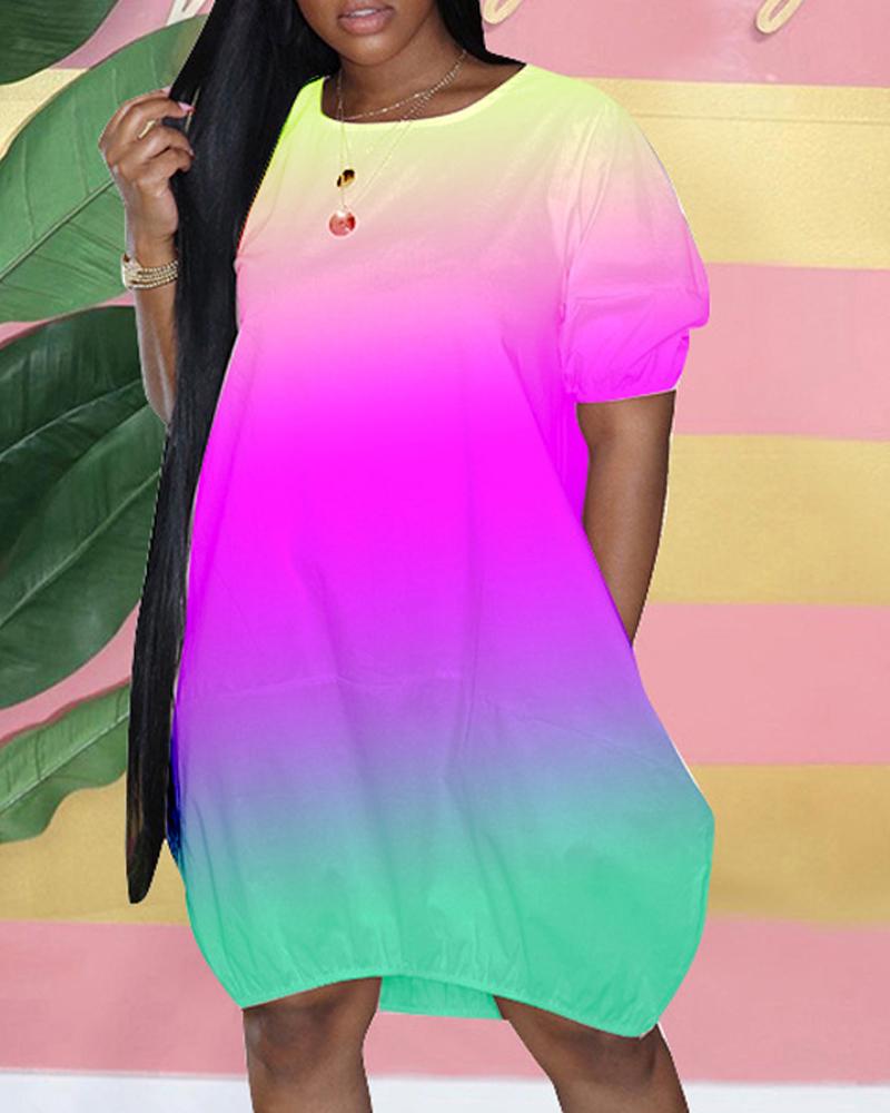 

Ombre Short Sleeve Casual Dress, Style3
