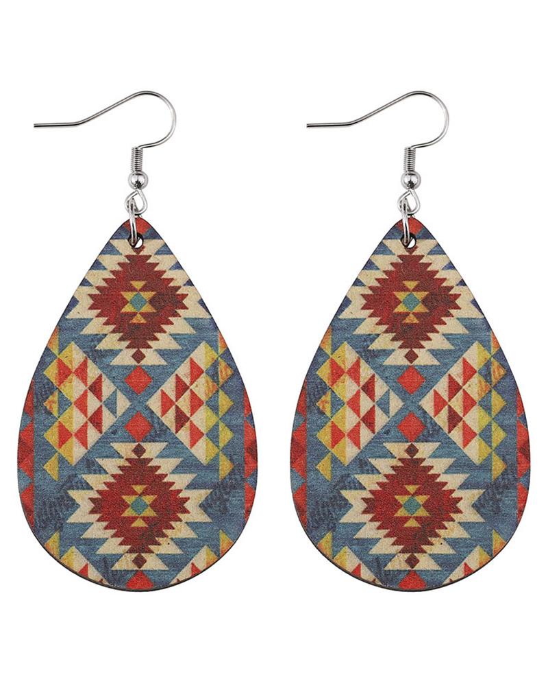 

1Pair Aztec Geometric Waterdrop Earrings, Style2