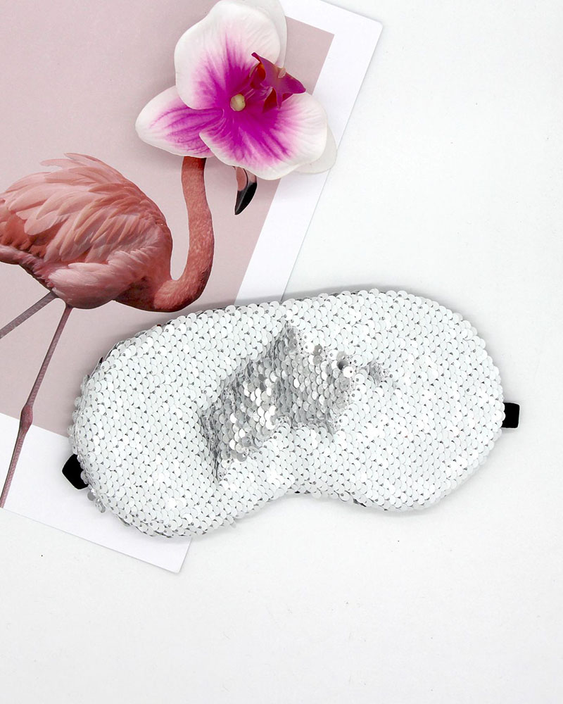 

Allover Sequins Sleeping Eye Mask Cover, White