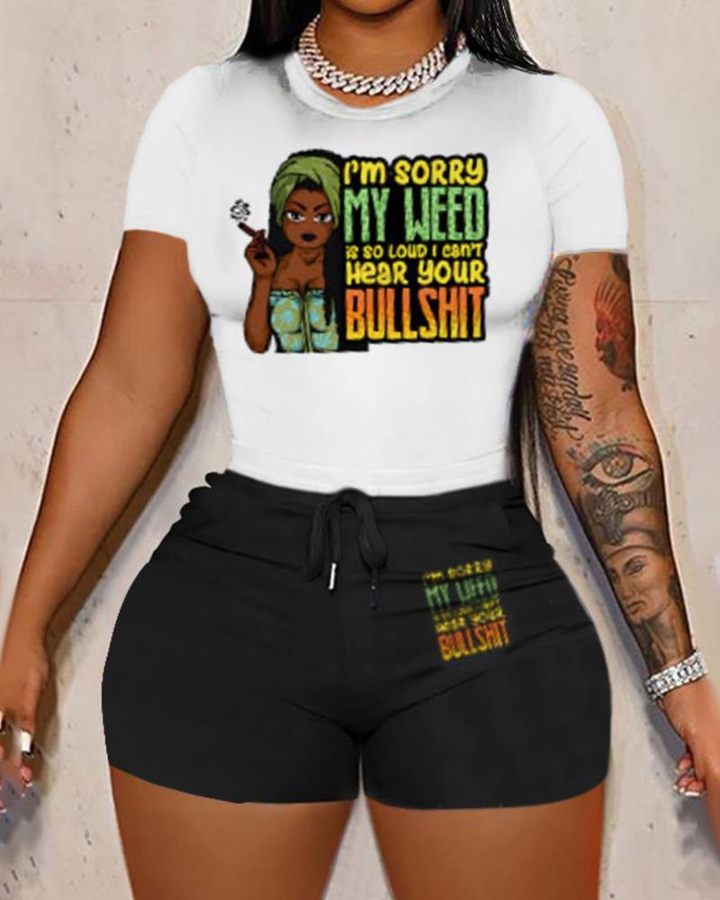 

I' Sorry My Weed is So Loud I Can't Hear Your BS Print T-shirt & Shorts Set, Blackwhite
