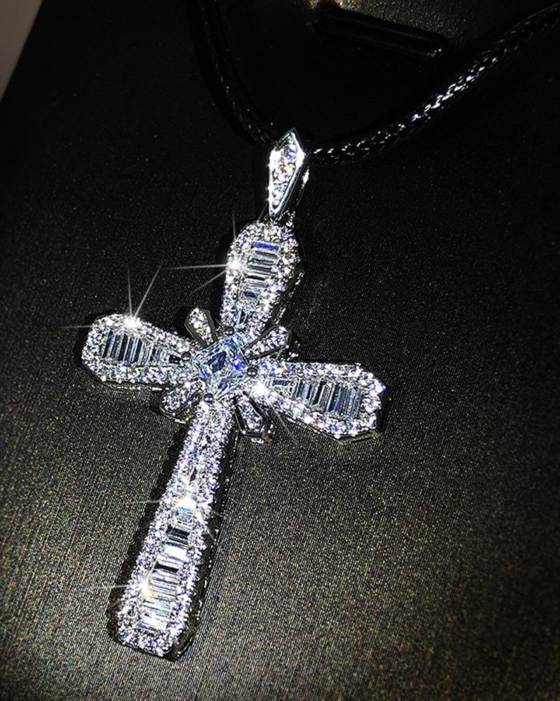 

Rhinestone Cross Pendant Chain Necklace, Style1