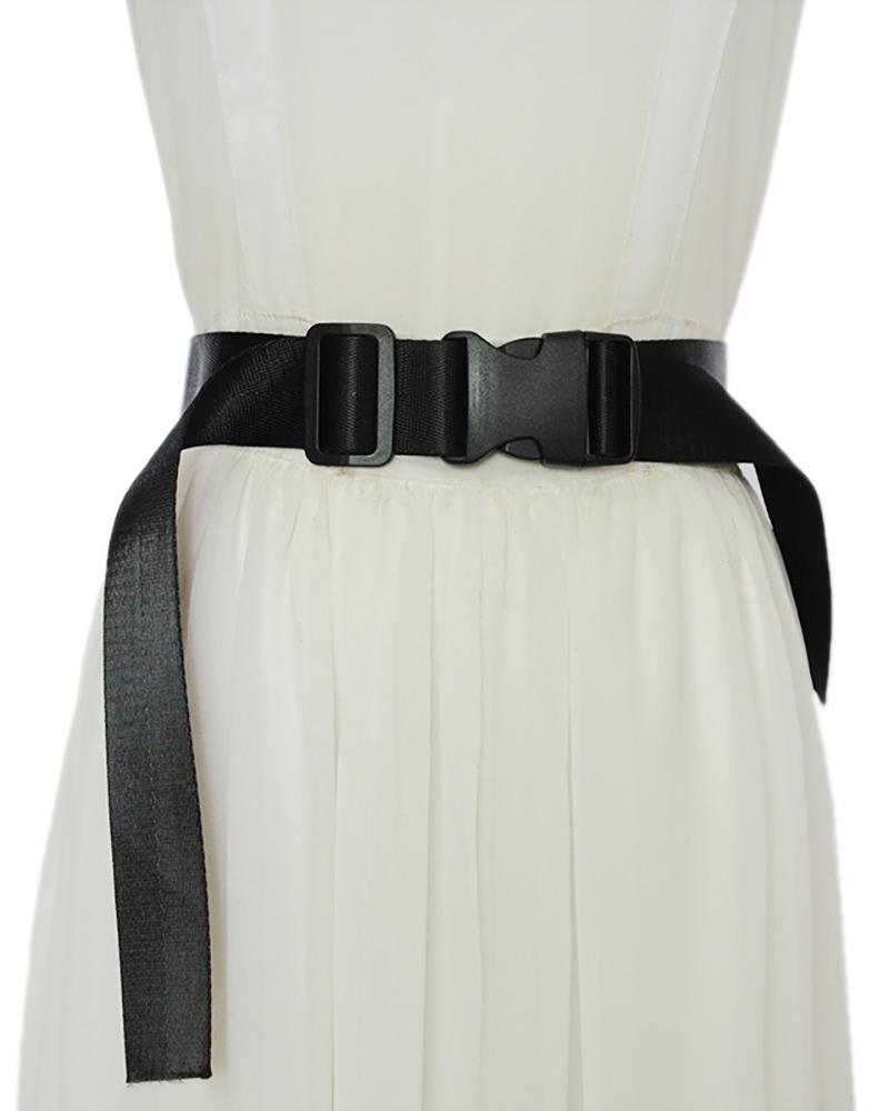 

Simple Buckle Tape Belt, Black