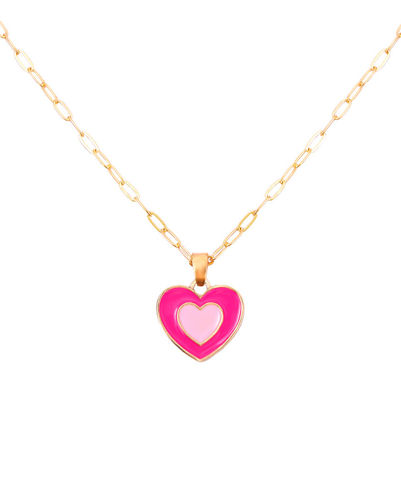 

1pcs Heart Pendant Chain Necklace, Pink