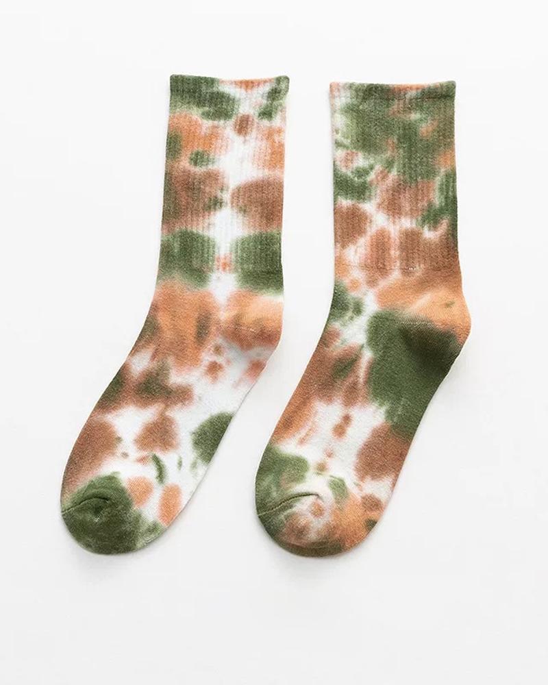 

1Pair Tie Dye Print Socks, Green
