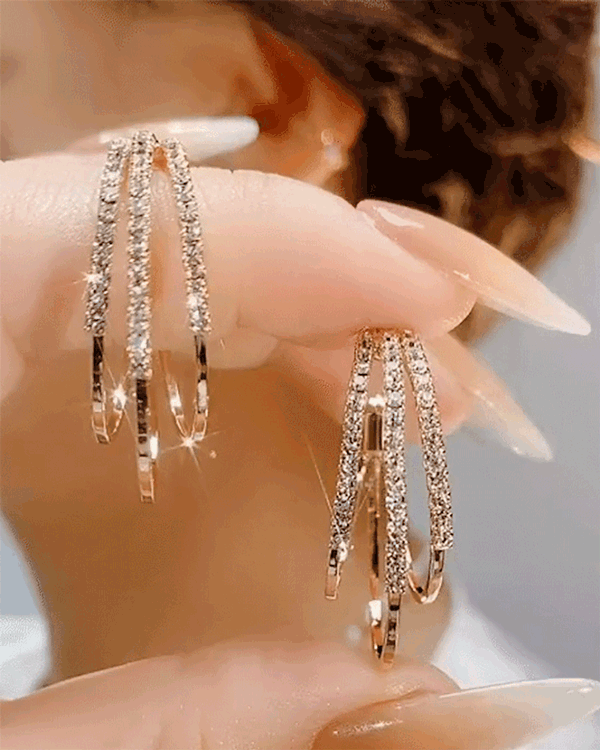 

Shiny Rhinestone Hoop Earrings, Gold