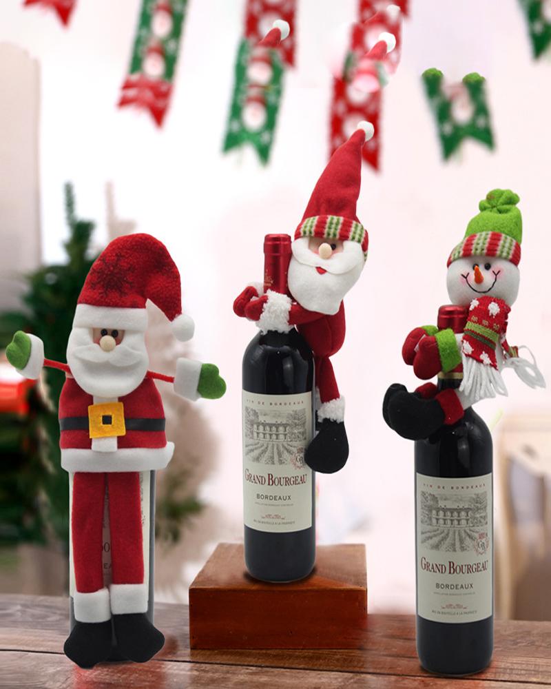 

Christmas Wine Bottle Cover Cute Hug Dining Table Ornament, Style1