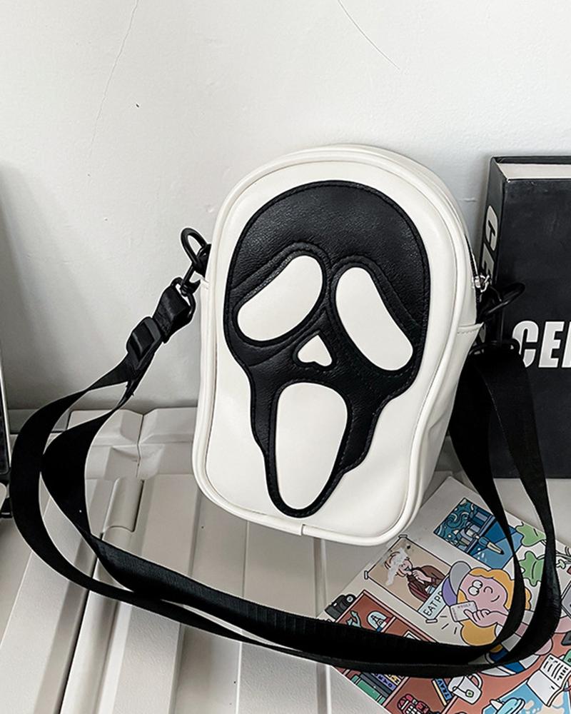 

Halloween Skull Ghost Funny Crossbody Phone Bag, White