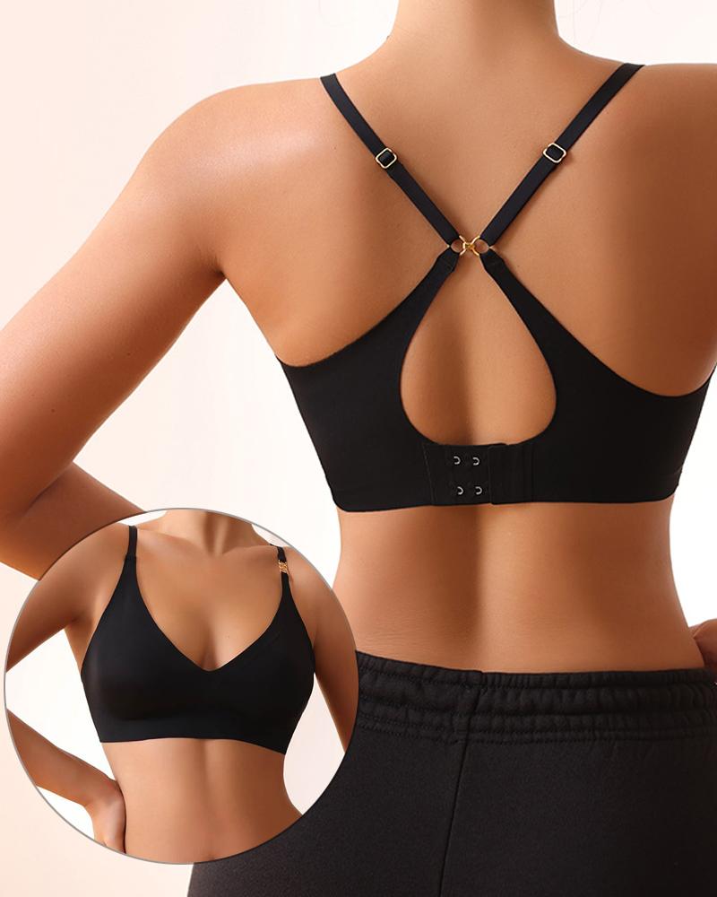 

Seamless Crisscross Push Up Bralette, Black