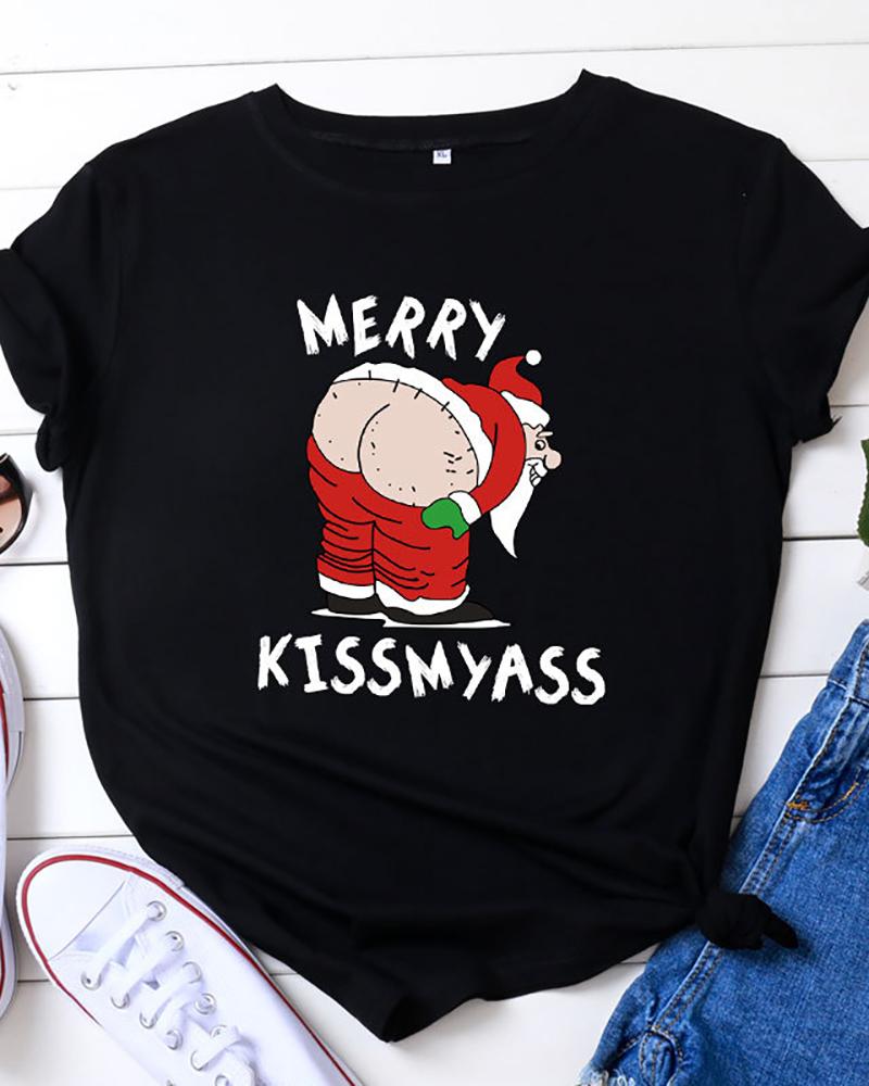 

Christmas Short Sleeve Casual T-Shirt, Black