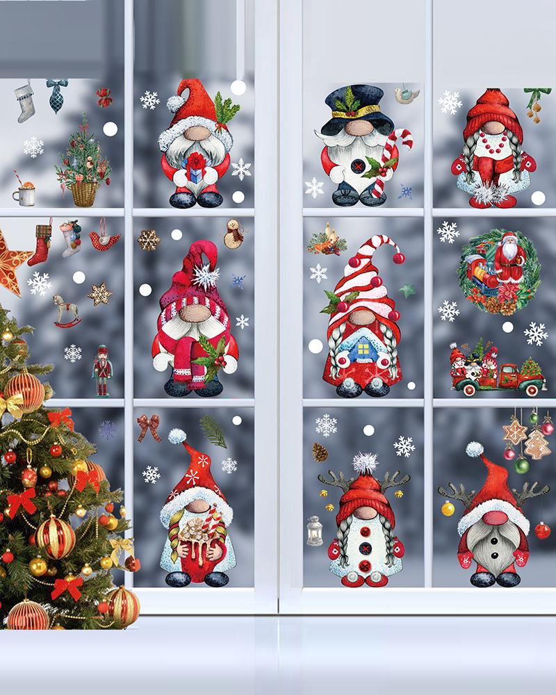 

1 Sheet Christmas Decorations Glass Window Gnomes Stickers, Style1