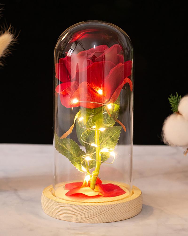 

Valentine's Day Gift Eternal Rose LED Light Flower in Glass Cover For Valentine's Anniversary Wedding Home Decor, Style1