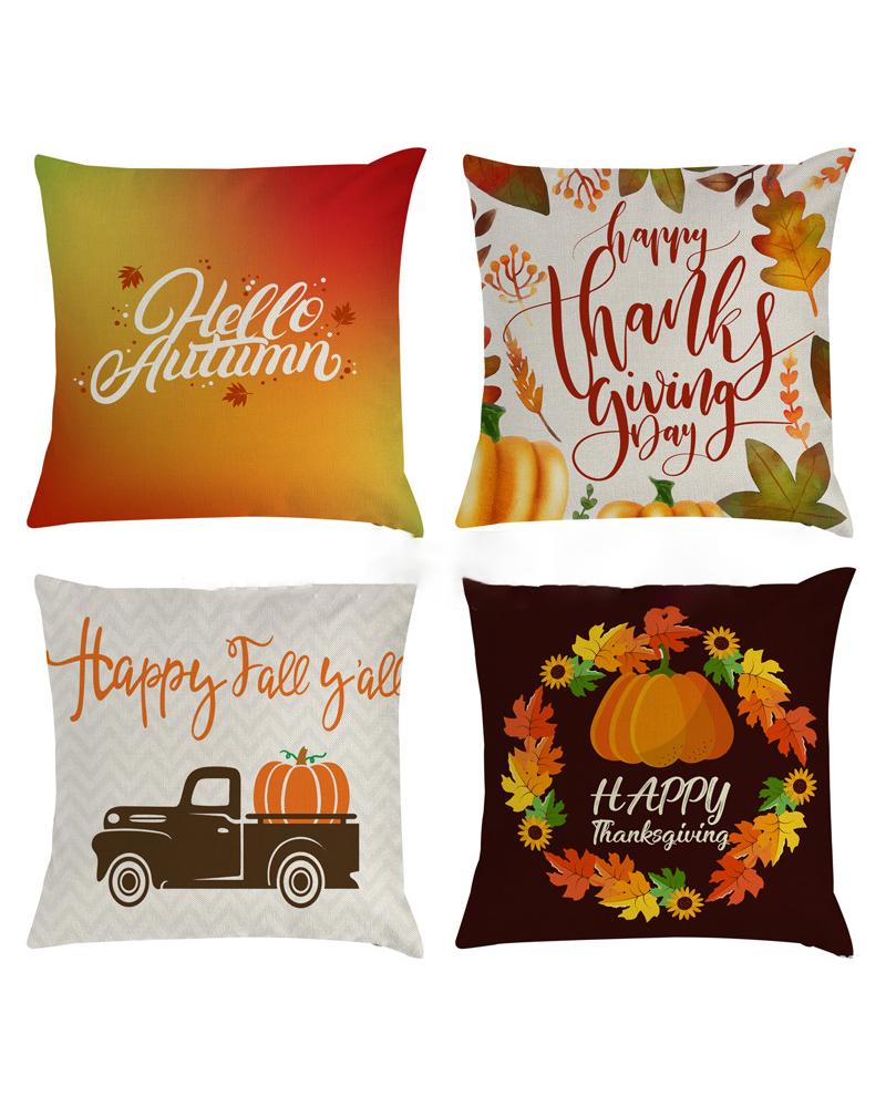 

Thanksgiving Decorative Throw Pillow Covers Cotton Linen Sofa Cushion Covers Autumn Pumpkin and Leaf Pillow Cases Decor for Home 18×18Inch, Style1