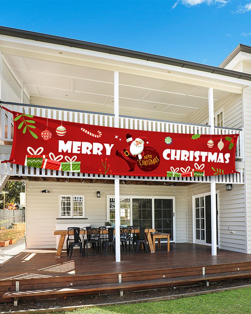 

Christmas Santa Letter Print Welcome Party Banner Outdoor Home Decor, Red