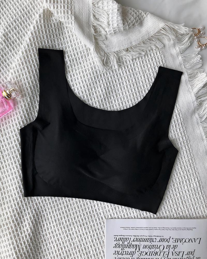 

Seamless Push Up Sleeveless V Neck Bralette, Black