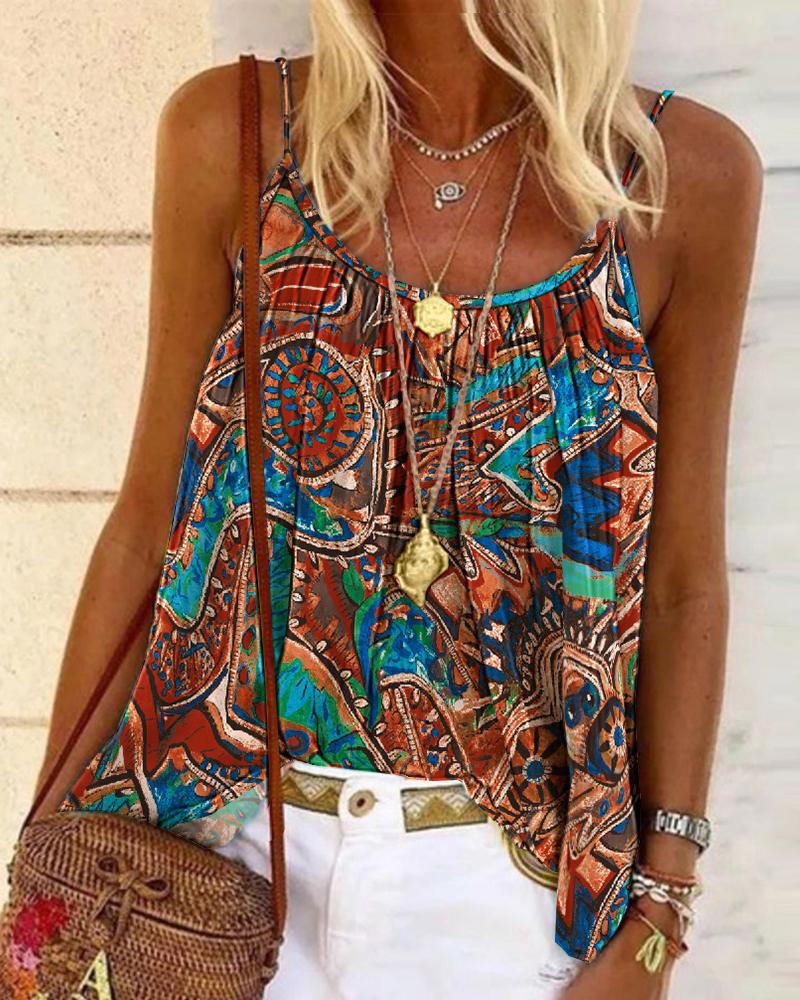 

Tribal Print Flowy Cami Top, Multicolor