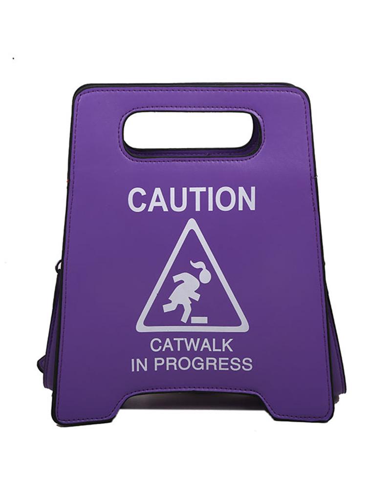 

Fashionable Warning Sign Shaped Crossbody Bag, Purple