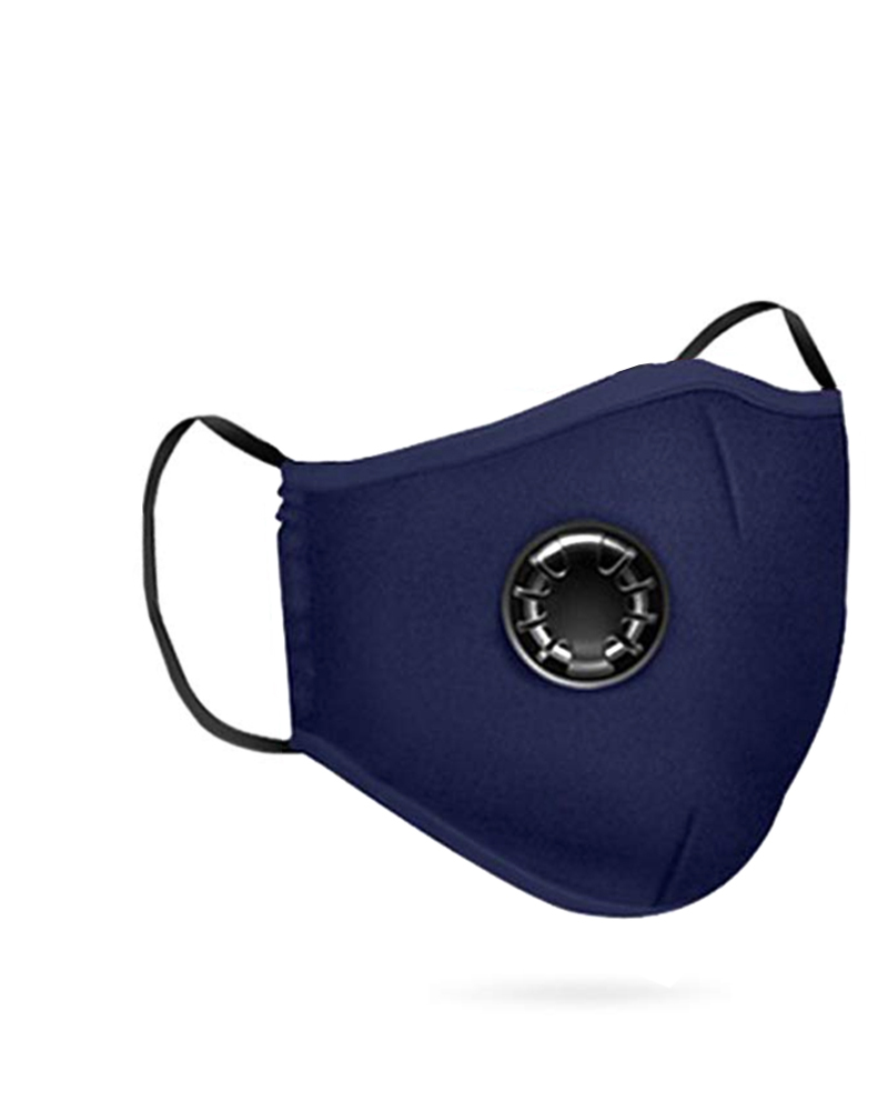 

Cotton Reusable Washable Face Mask With Valve (2 fillters as gift), Blue
