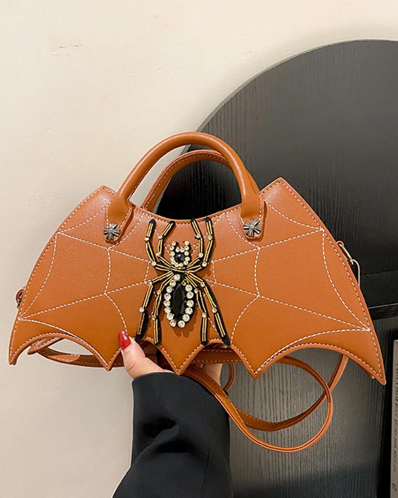 

Halloween Spider Web Shaped Funny Crossbody Handbag, Brown