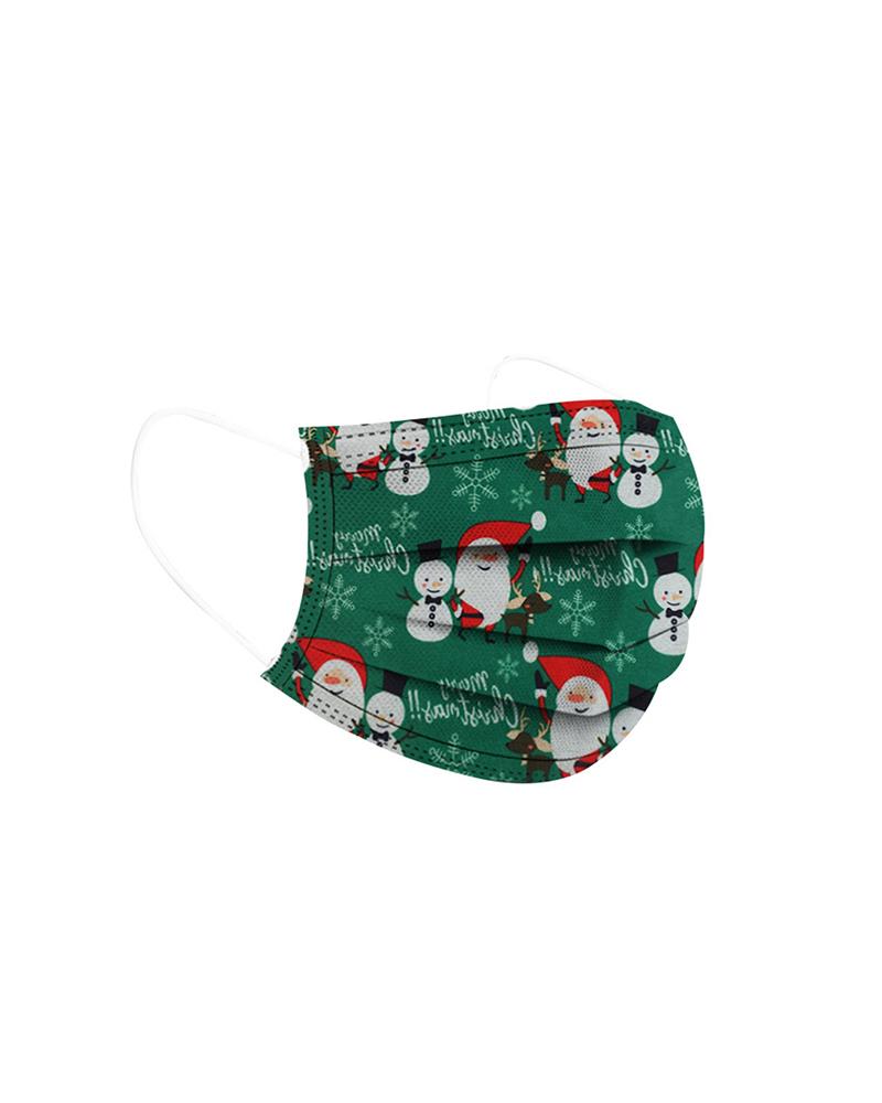 

Set Christmas Print Disposable Face Mask, Green