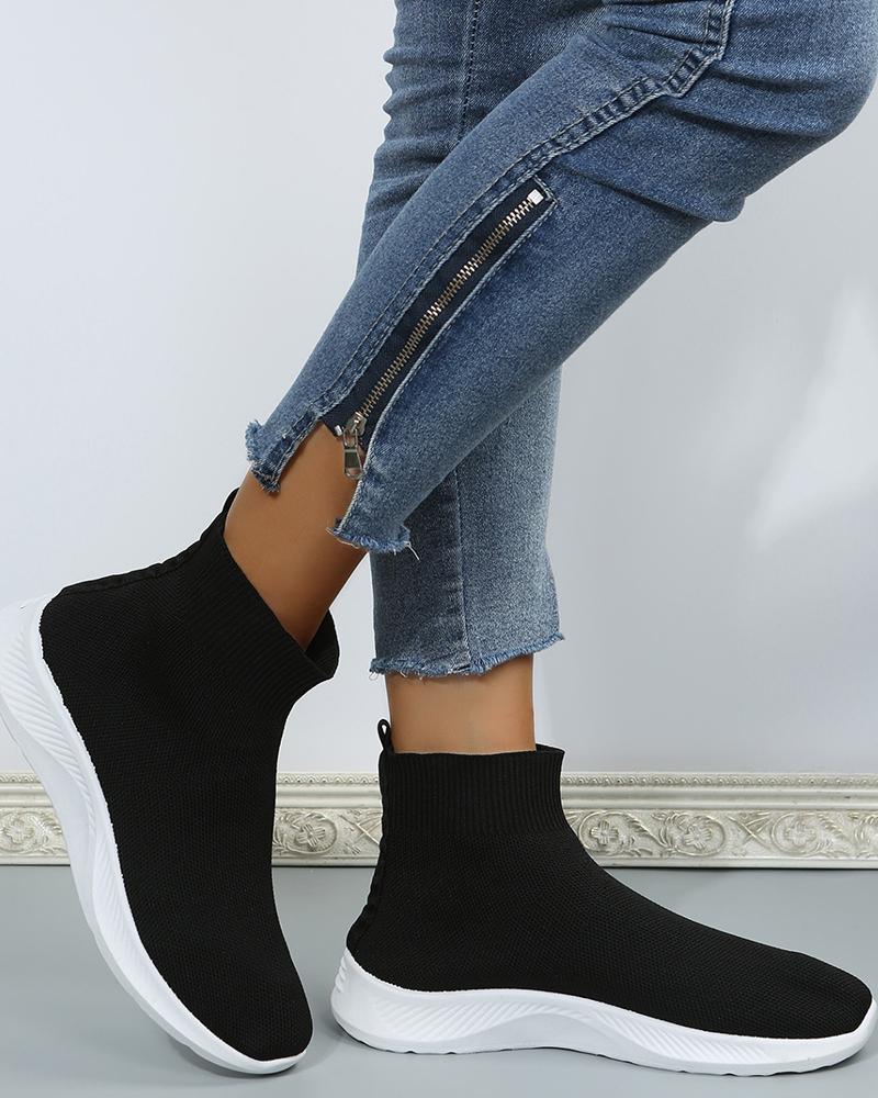 

Hidden Platform Breathable Sneakers, Black