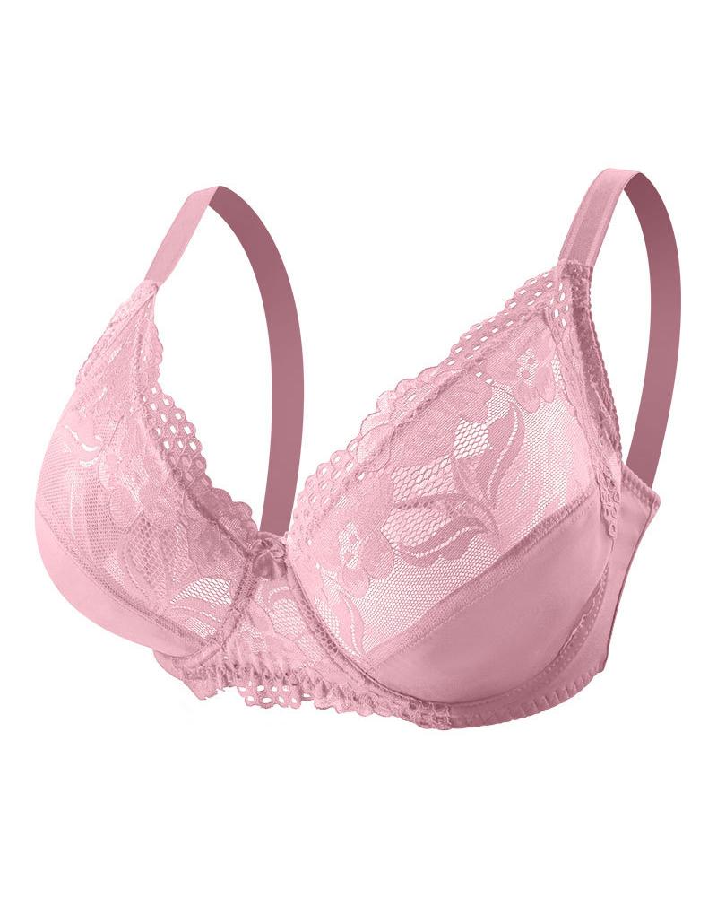 

Contrast Lace Push Up Bralette, Pink