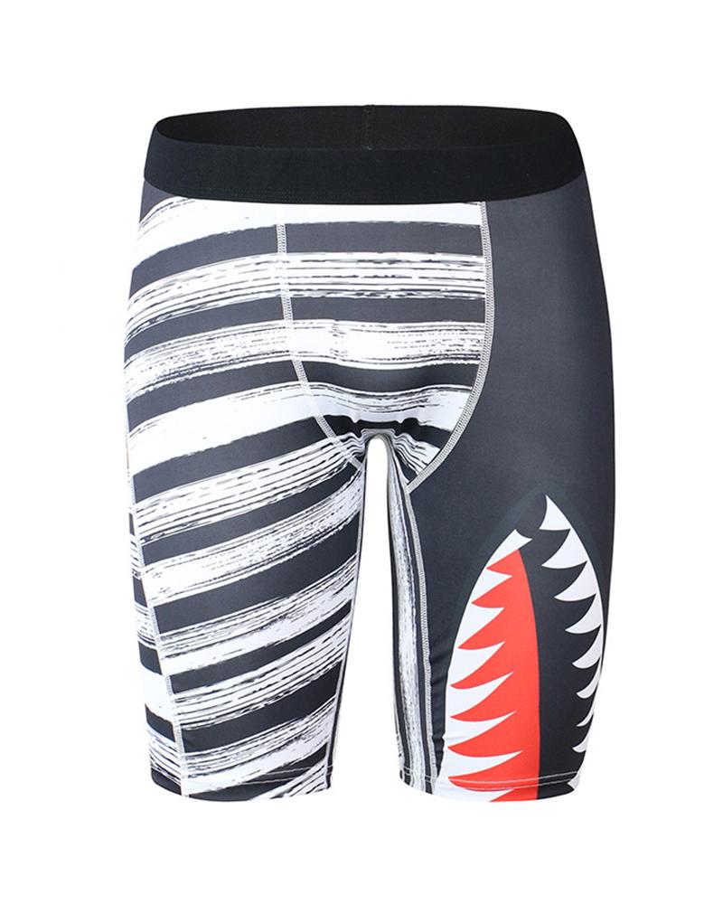 

Sharks Print Skinny High Elastic Breathable Briefs Underwear, Black