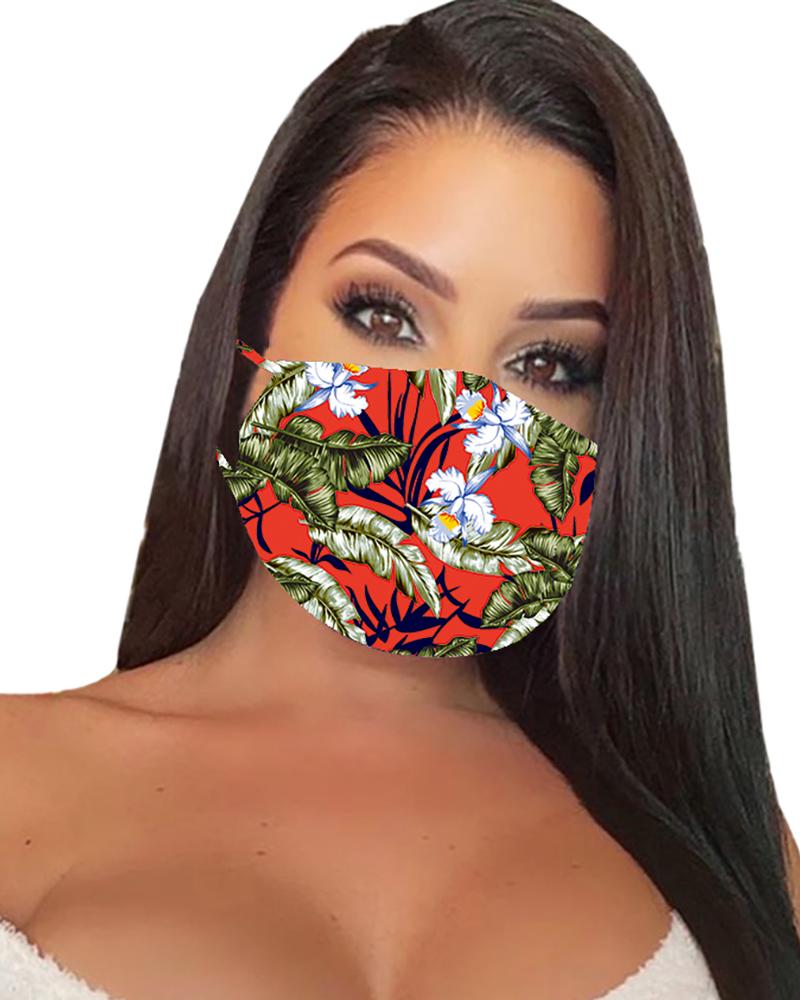 

Floral Print Breathable Mouth Mask Washable And Reusable, Red